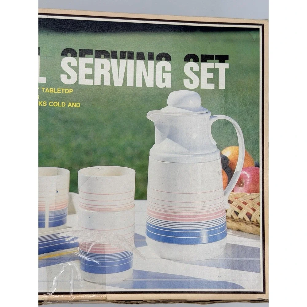 Phoenix THERMAL SERVER SET   Coffee Carafe plus 4 Mugs And Tray in Box  Retro!